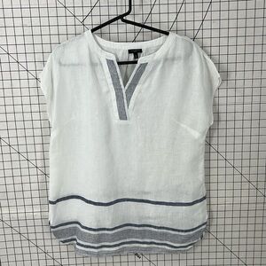 Talbots petite 100% linen boxy fit semi sheer top MP